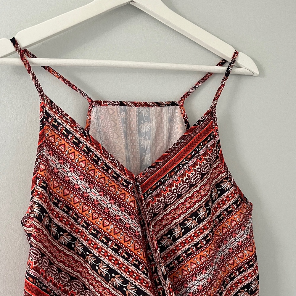 Bohemian Red Patterned Spaghetti Strap Top